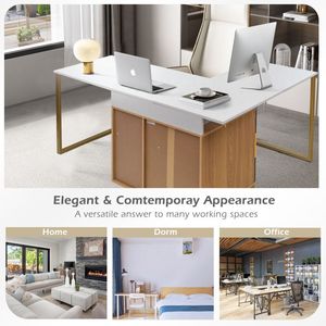 Scrivania per Computer a L Regolabile da 87 Pollici per 2 Persone - Product Image 5