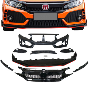 Couvercle de pare-chocs avant PP <span class=keywords><strong>Type</strong></span> <span class=keywords><strong>R</strong></span> Style avec calandre noire brillante et lèvre avant avec ligne rouge pour <span class=keywords><strong>Honda</strong></span> Civic 2016-2021 - Product Image 1
