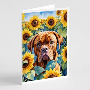 Dogue de Bordeaux ในทานตะวันขนาด A7 5x7การ์ดอวยพรเปล่าแปลกๆแพ็ค8ใบพร้อมซองการ์ดบันทึก - Product Image 1