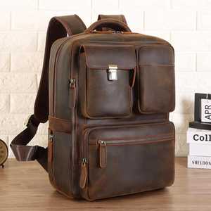 Mochila de Cuero Genuino para Hombre con Logotipo Personalizado ZOLO LEATHERS, con Cierre Antirrobo, Gran Capacidad, Cuero Crazy Horse - Product Image 1
