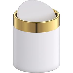Mini Metal Swing Top Trash Can Lid for Desk Car Office or Kitchen <b>Small</b> Countertop Waste Bin - Product Image 1