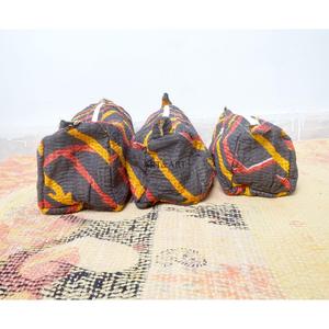 Handmade Cotton Kantha Floral Pattern Modern Style Cosmetic Pouch Bag Zipper Closure Small-Large Sizes Women's Gift Rajasthan - Product Image 1