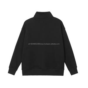 Sweat à capuche pour homme en coton lourd 380 g/m², couleur unie, col montant, demi-zip, logo personnalisé par sublimation pour l'hiver - Product Image 3