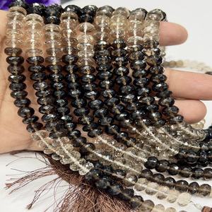 ลูกปัดพลอยธรรมชาติ เกรด AAA ควอตซ์สโมคกี้สีชาธรรมชาติ ลูกปัดทรงรอนเดลเหลี่ยมเพชรพลอย ขนาด 8 มม. ความยาว 8 นิ้ว - Product Image 1