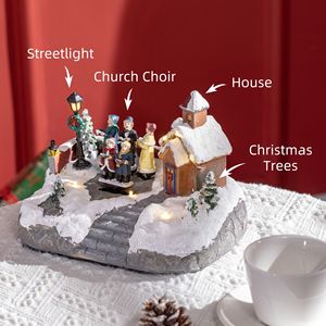 Set Villaggio Natalizio Multicolore con LED, Chiesa e Canti di Natale, Impermeabile, a Batteria, Decorazione Natalizia - Product Image 4