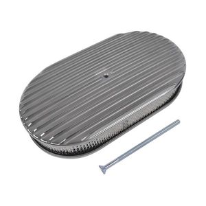 Filtro dell'Aria in Alluminio 15 Pollici Ovale Completamente Alettato Lucidato per Motori Chevy SBC 350 400, Nuovo, Parte Automobilistica - Product Image 4