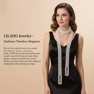 Écharpe longue en fourrure WENCHI avec perles d'eau douce naturelles 800g - Accessoire élégant et luxueux - Product Image 3