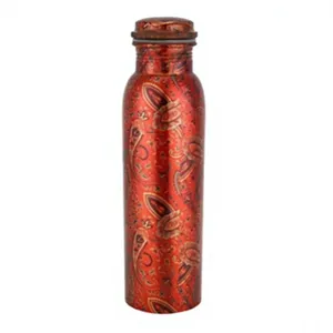 Botella de hidratación de cobre puro Royal Sacred Cow Pink Lotus Art, para uso en el hogar, viajes y fiestas - Product Image 6