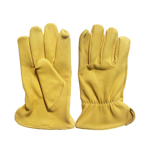 Guantes de Cuero para Conducir, Color Amarillo Dorado, Cuero de Vaca, Palma Completa, para Hombre - Product Image 1