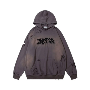 Sweat à capuche décontracté et respirant pour homme, en molleton 100% coton, coupe classique, style streetwear, effet vieilli, personnalisable, OEM - Product Image 1