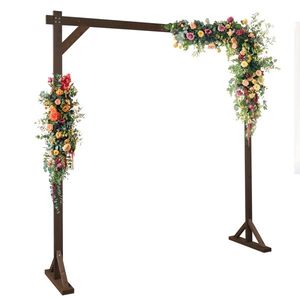 7.2ft Natural Wooden Wedding Arch Dark Brown Flower Arch <b>Backdrop</b> <b>Stand</b> for Event Decoration - Product Image 4