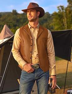 Gilet en cuir pour homme, design personnalisé, haute qualité, tissu tricoté léger, grande taille, style décontracté pour l'hiver, élégant et urbain - Product Image 2