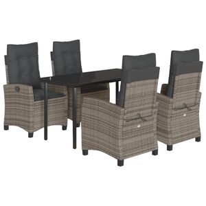 Conjunto de Comedor de Jardín de Ratán PE Gris con Reposabrazos Ajustables y Características Estándar - Product Image 2