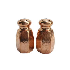 Salières et poivrières en cuivre martelé faites à la main, finition nickelée argentée, décor de table de cuisine, cadeau - Product Image 5