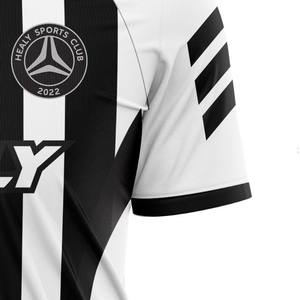 Camiseta de Fútbol Retro a Rayas Sublimada, con Protección UV, Transpirable, de Secado Rápido, con Cuello en V, Personalizada OEM ODM, Unisex - Product Image 3