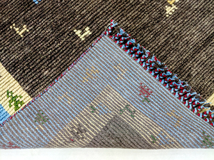 Tapis Kilim Bohème en Laine Noué à la Main, Motif Médaillon Rectangulaire, Écologique, Lavable, Antidérapant, avec Dos en Laine, Taille Moyenne - Product Image 6
