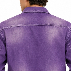 Camisa de Mezclilla para Hombre, Premium, Suave, Clásica, Duradera, Cómoda, Elegante, Vintage, con Botones y Bolsillos en el Pecho, Estampado Hawk Bawk, Algodón Lavado - Product Image 4