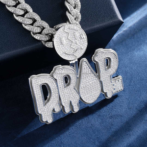 Custom LOGO Hiphop Jewelry Iced Out <b>Letter</b> Pendant VVS Moissanite S925 <b>Silver</b> Hip Hop <b>Necklace</b> Diamond Pendant for Men - Product Image 2