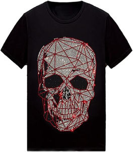 T-shirts pour hommes en coton personnalisés avec strass, manches courtes, taille plus, épaules tombantes, T-shirt blanc avec strass pour hommes - Product Image 5