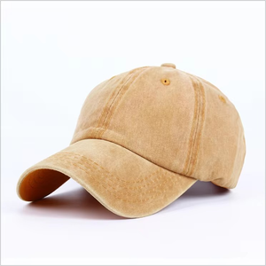 New Custom Logo <b>Plain</b> Vintage Retro Pigment Dyed Unstructured Jeans Sand Washed 6-Panel Common Silver Copper Buckle <b>caps</b> - Product Image 4