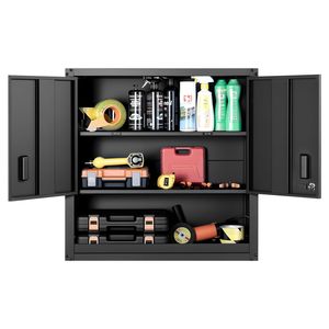 Armadio a Muro in Metallo con Ripiani Regolabili 30W X 12.01D X 30H Pollici, Armadietto Galleggiante in Acciaio con Ante Bloccabili per Garage - Product Image 6