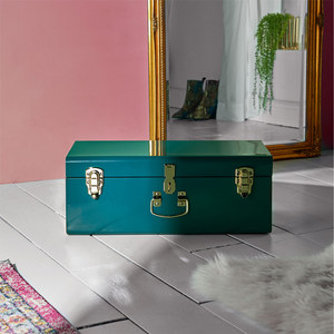Baúl Metálico Moderno Vintage, Caja de Almacenamiento Rectangular Clásica y Duradera con Cierres de Latón y Asa, Capacidad Personalizable para Artículos Diversos - Product Image 5