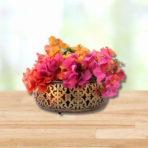 Metal <b>Baskets</b> Round Golden With Handle For Gifting <b>Hampers</b> And Storage Handcrafted Luxury <b>Gift</b> <b>Baskets</b> - Product Image 4