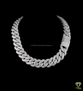 Cadena cubana de lujo para hombre de 20 mm con diamantes de moissanita en plata de ley 925, pasa la prueba del diamante. - Product Image 1