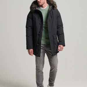Men's Hooded Jacket Long Sleeve <b>Waterproof</b> Solid Color Casual <b>Winter</b> <b>Coat</b> with Zipper Closure and Pockets - Product Image 6