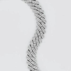 Collier chaîne cubaine Miami Bling personnalisé en argent massif 925 plaqué or de luxe 20 mm avec moissanite taille baguette pour homme, idéal pour mariage - Product Image 5