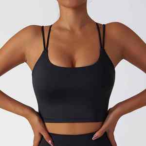 Soutien-gorge de sport respirant et à séchage rapide avec logo personnalisé, bretelles croisées au dos, idéal pour la course, le fitness et le yoga - Product Image 2