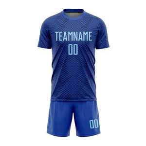 Conjunto de Camiseta de Fútbol Sublimada Personalizable para Hombre, Azul, Manga Corta, 100% Poliéster, Absorbe la Humedad, Ajuste Atlético, Talla Adulto - Product Image 1