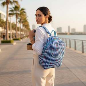 Cotton School <b>College</b> <b>Backpack</b> Indian Handmade Kids Travel Floral Printed Cotton Teen Girls Zipper Traveling Bag - Product Image 1