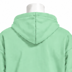 <b>Mint</b> <b>Green</b> Embroidered Border Hoodie Oversized Pullover Sweatshirt Decorative Hem Cuffs Kangaroo Pocket Casual Streetwear <b>Top</b> - Product Image 4