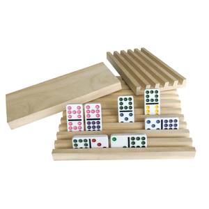 Ensemble de plateaux à dominos en bois de qualité supérieure avec 4/8 supports |   Support professionnel pour dominos Mexican Train |   Accessoires de table de jeu en bois massif - Product Image 1