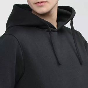 Sudadera con Capucha Negra para Hombre, Corte Regular, Color Sólido, Informal, de Punto, de Algodón, para Otoño - Product Image 6