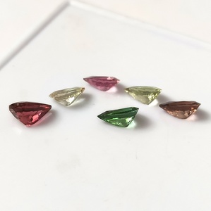 Ensemble de 6 pierres précieuses de tourmaline naturelle du Zambie calibrées, multicolores pastel, taille poire, 6x9 mm, 7,30 carats au total - Product Image 4