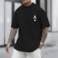 T-shirt graphique vintage surdimensionné pour homme, motif As de Pique, streetwear décontracté