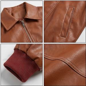 Chaqueta de cuero de gran tamaño para mujer, chaqueta de cuero Vintage con cremallera para motocicleta, abrigo, chaqueta de cuero personalizada para mujer - Product Image 2