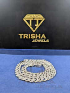 Chaîne cubaine de luxe tendance en argent sterling 925 avec diamants Moissanite VVS, style Hip Hop, par Trisha Jewels - Product Image 3
