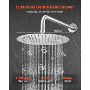Set Doccia a Pioggia da Parete 10 Pollici con Soffione e Doccetta, Sistema Bagno con Rubinetto e Accessori - Product Image 2