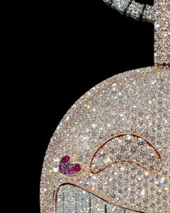 Grand Pendentif Hip Hop en Argent S925 avec Fleur Souriante 3D, Gorille 3D, Moissanite VVS Scintillante, Certifié IGI, Sertissage à Griffes - Product Image 6