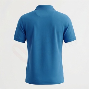 เสื้อโปโลแขนสั้นสีน้ำเงินสำหรับผู้ชาย ผ้าฝ้ายอ๊อกซ์ฟอร์ด 100% ปักโลโก้ สวมใส่สบาย ระบายอากาศได้ดี ทรงปกติ ดีไซน์เรียบง่าย - Product Image 2