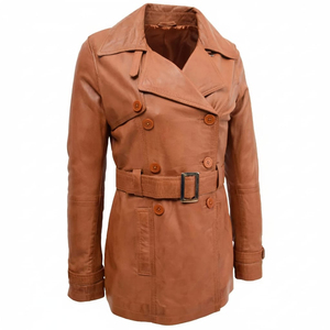 Solid Trader Top Quality Soft Real <b>Sheepskin</b> Luxury Feel Distinctive Fashion Outerwear Womens Long Leather <b>Jacket</b> - Product Image 4