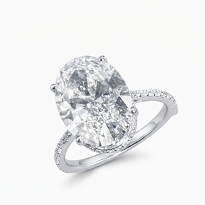 Magnificent 7.52 CT Oval Lab Grown Diamond <b>Ring</b> in PT950 Platinum for Women - Product Image 2