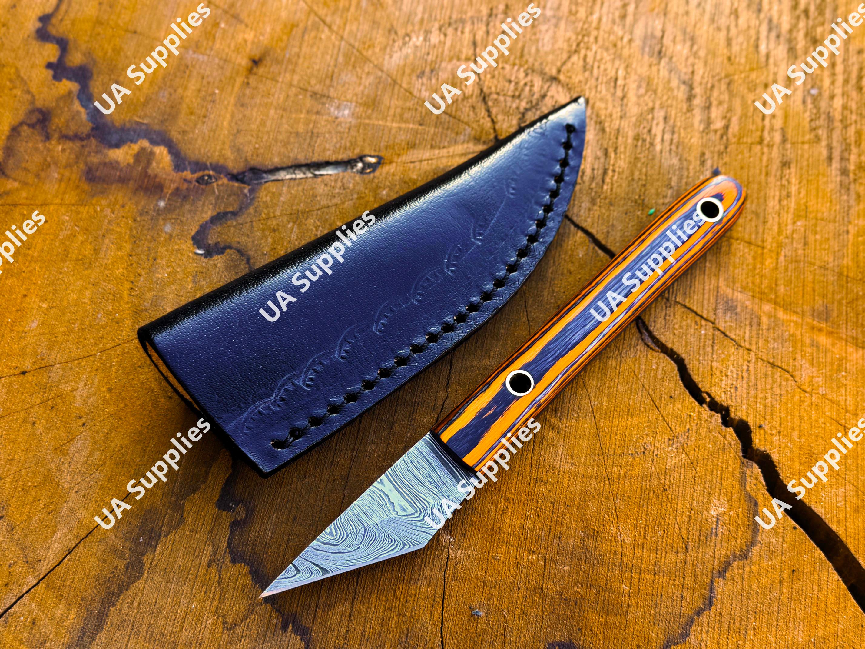 Acero de Damasco y Madera Naranja y Negra