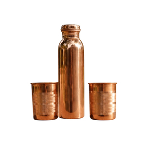 Bouteille d'eau en cuivre pur, anti-fuite, sans soudure, vaisselle ayurvédique, cadeau écologique, pichet en cuivre artisanal de qualité supérieure pour le yoga et la gym - Product Image 1