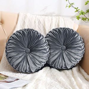 2pcs Pumpkin Pleated <b>Round</b> Throw Pillows for Home Decor Chair or Sofa Stylish Decorative <b>Cushions</b> - Product Image 1