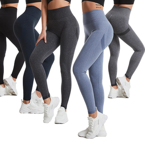 กางเกงเลกกิ้งโยคะขายส่ง พิมพ์โลโก้ได้ตามสั่ง สำหรับผู้หญิง ผ้ายืดสแปนเด็กซ์ เอวสูง ยืดหยุ่นได้ เหมาะสำหรับออกกำลังกาย ฟิตเนส สีพื้น - Product Image 3