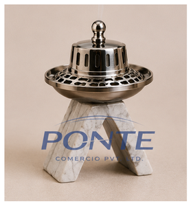 Quemador de Incienso de Mármol con Base de Piedra Natural Hecho a Mano, Soporte para Dhoop Dani de Acero Inoxidable de Alta Calidad, Resistente al Viento y Decorativo - Product Image 5